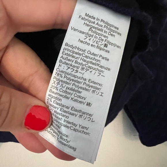 J. Crew Navy Quilted Hoodie size M (SKU K134) - Picture 4 of 10